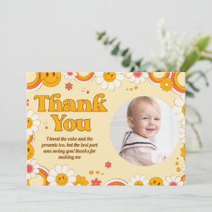 Daisy Flower Groovy Birthday Thank You Card