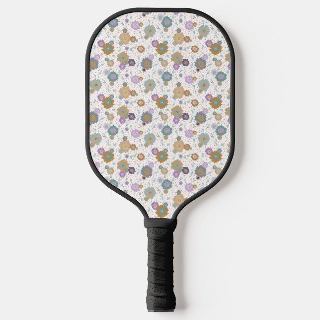 Daisy Flower Hand Drawn Red Polka Dot Design  Pickleball Paddle (Front)