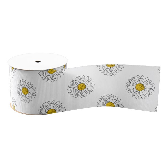 Daisy Flower Hand  Grosgrain Ribbon (Spool)