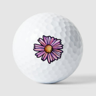 Daisy Flower Illustration Golf Balls