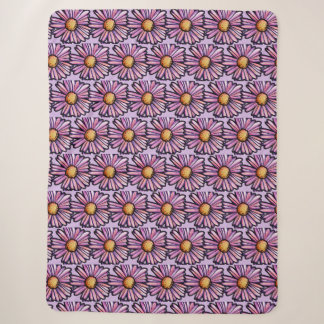 Daisy Flower Illustration Sherpa Blanket