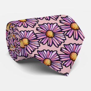 Daisy Flower Illustration Tie