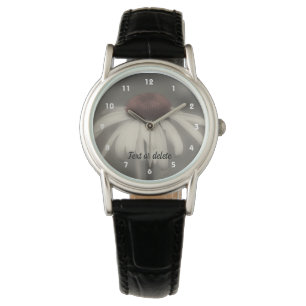 Daisy Flower In Black And White Personalised Watch
