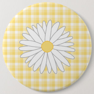 Daisy Flower in Yellow and White. 6 Cm Round Badge