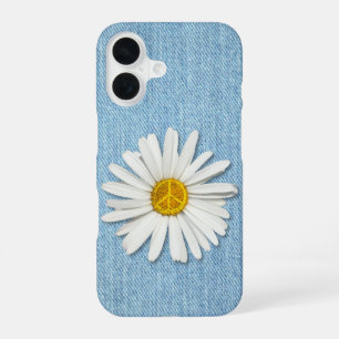 Daisy Flower Inner Peace Symbol Sign - Denim Jeans iPhone 16 Case
