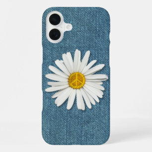 Daisy Flower Inner Peace Symbol Sign - Denim Jeans iPhone 16 Plus Case