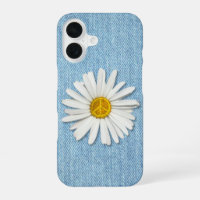 Daisy Flower Inner Peace Symbol Sign Pale Denim
