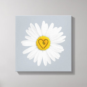 Daisy Flower Love Art Customise Background Canvas Print