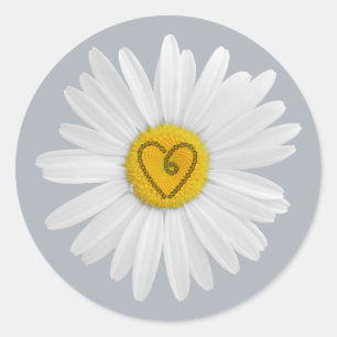 Daisy Flower Love Art Customise Background Classic Round Sticker