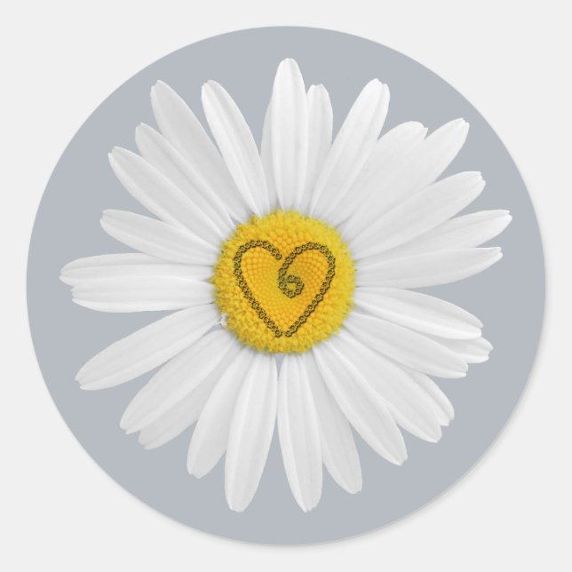 Daisy Flower Love Art Customise Background Classic Round Sticker (Front)