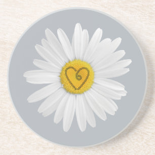 Daisy Flower Love Art Customise Background Coaster