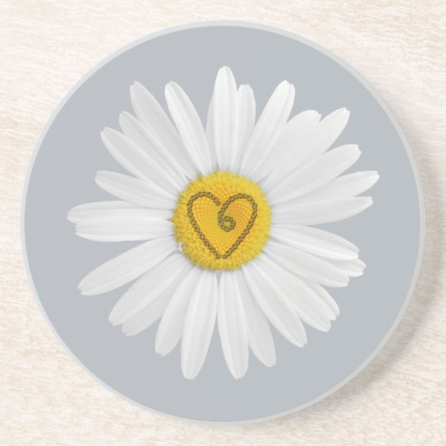 Daisy Flower Love Art Customise Background Coaster (Front)