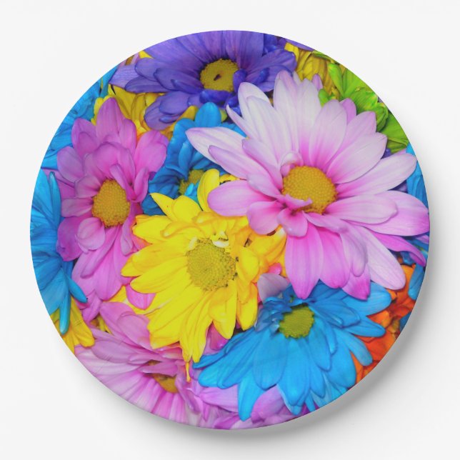 Daisy Flower Mix Paper Plates (Front)
