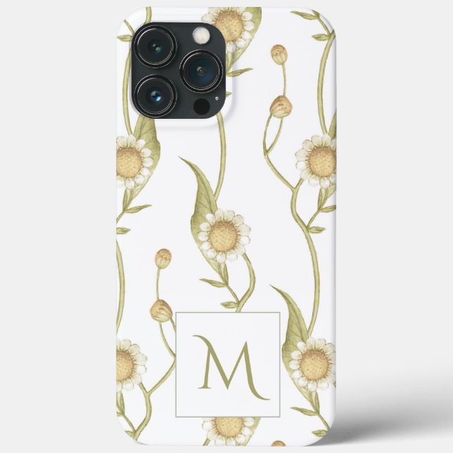 Daisy Flower Monogram Unique Case-Mate iPhone Case (Back)