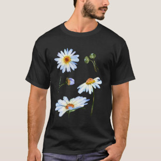 Daisy Flower Motif For Botanical Sketch Floral T-Shirt