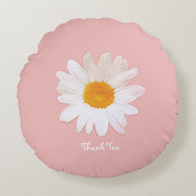 Daisy Flower Mug – Summer Botanical Cozy Round Cushion (Front)