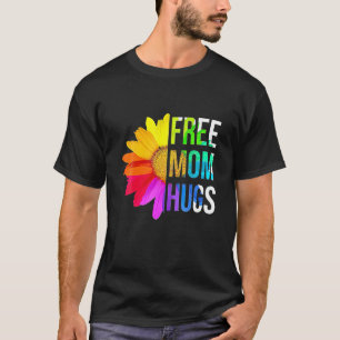 Daisy Flower Mum Hugs Messy Bun LGBT Flag Pride T-Shirt