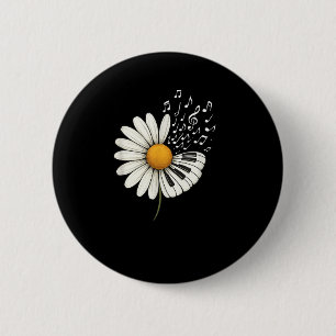 Daisy Flower Music Notes Clef Teacher Musicians Mu 6 Cm Round Badge