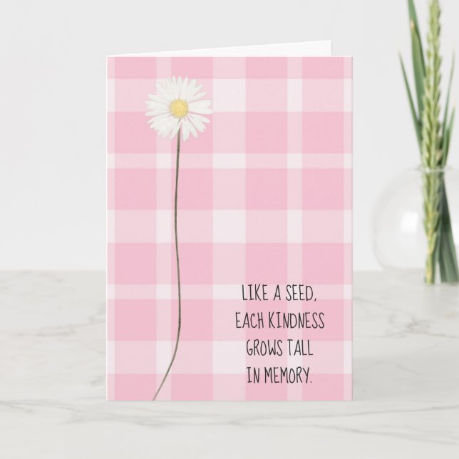 daisy flower on pink plaid for thank you card (Front)