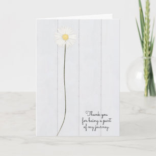 daisy flower on white wood for thank you to friend card
