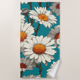 Daisy Flower Pattern Beach Towel