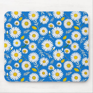 Daisy flower pattern mouse mat