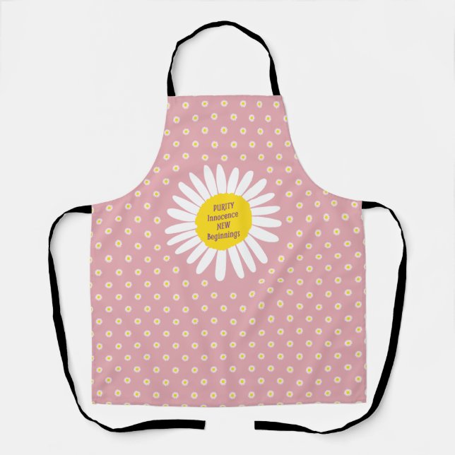 Daisy flower pattern - Purity, Innocence quote Apron (Front)
