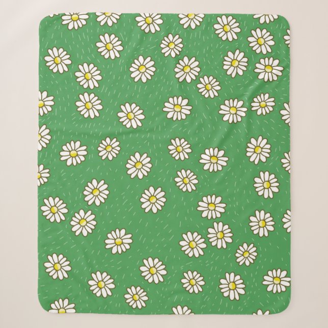 Daisy flower pattern sherpa blanket (Front)
