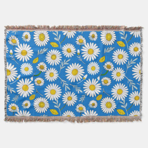 Daisy flower pattern throw blanket