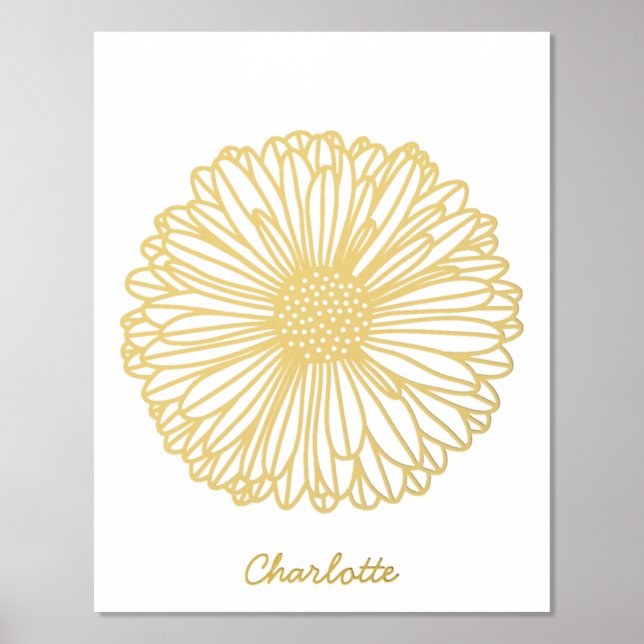 Daisy Flower Personalised Foil Prints (Front)