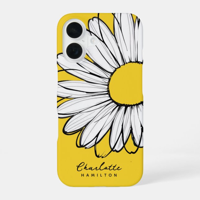 Daisy Flower Personalised Name iPhone 16 Case (Back)