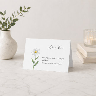 Daisy Flower Personalised Sympathy Card with Name