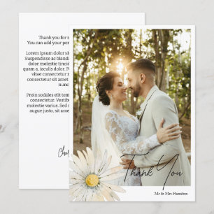 Daisy Flower Personalised Wedding With Message Thank You Card