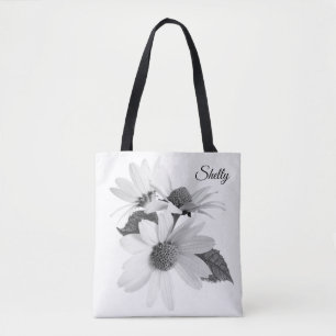 Daisy Flower Personalized Reusable Tote Bag
