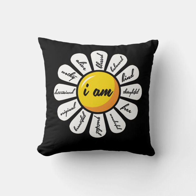 Daisy - Flower Positive Affirmation Cushion (Front)