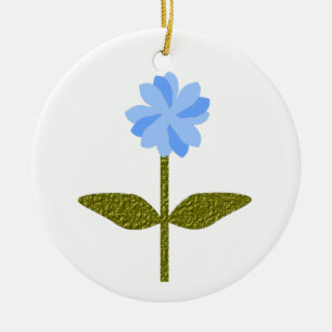 Daisy Flower Pretty Blue Custom Birthday Ceramic Tree Decoration