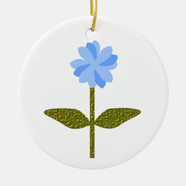 Daisy Flower Pretty Blue Custom Birthday Ceramic Tree Decoration (Front)