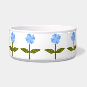 Daisy Flower Pretty Blue Dog Bowl