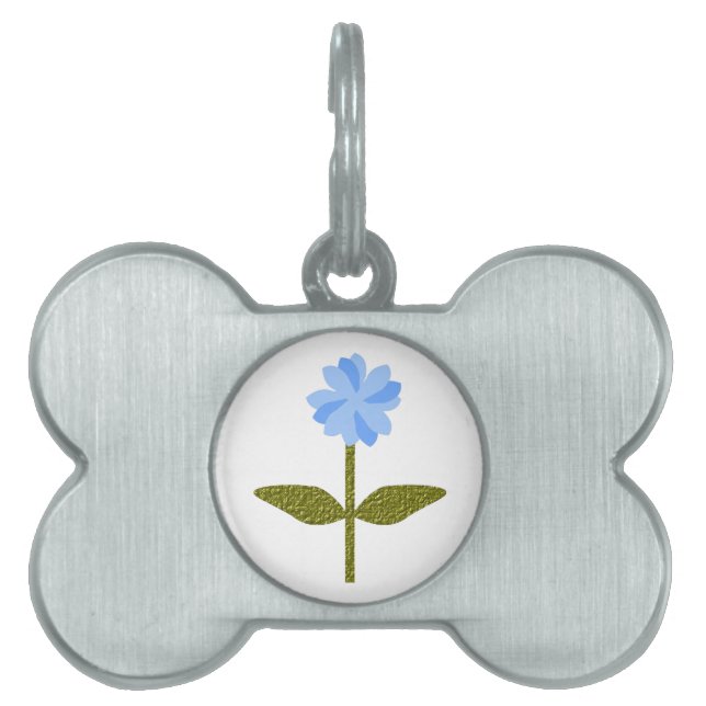 Daisy Flower Pretty Blue Pet Tag (Front)