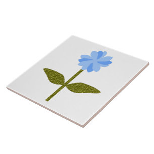 Daisy Flower Pretty Blue Tile