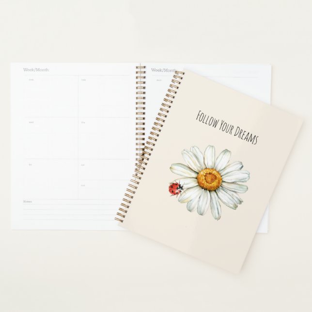 Daisy Flower Red Black Ladybug Planner (Display)