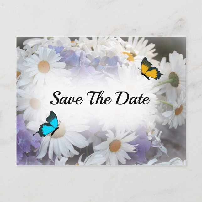 Daisy Flower Save The Date Postcard (Front)