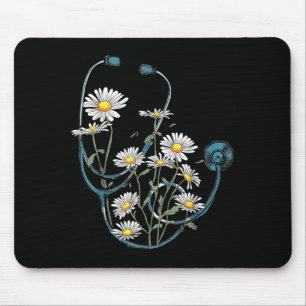 Daisy Flower Stethoscope Floral Nursing School Mouse Mat