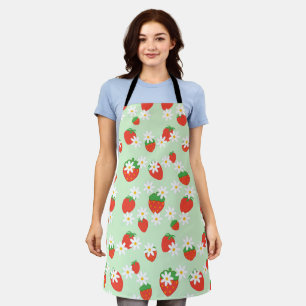 Daisy Flower strawberry Merry Christmas Pattern  Apron