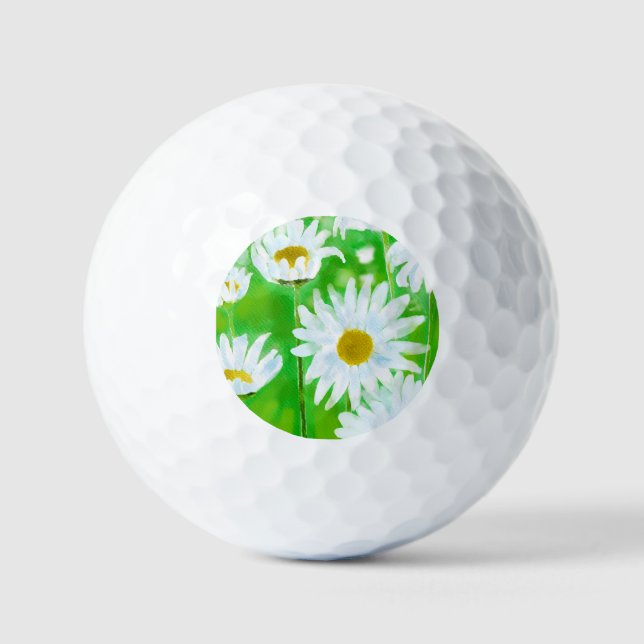 Daisy Flower Summer garden Painting Golf Balls (Front)