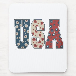 Daisy Flower USA Flag 4th of July Patriotic Mouse Mat