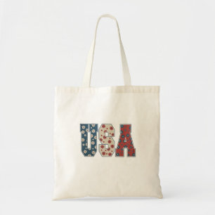 Daisy Flower USA Flag 4th of July Patriotic Tote Bag