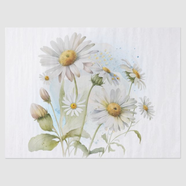 Daisy Flower Watercolor Tissue Paper (Front)