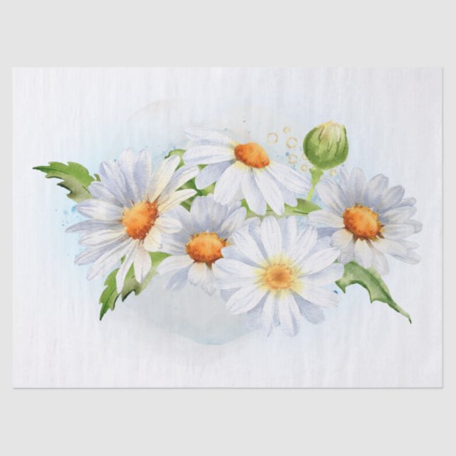Daisy Flower Watercolor Tissue Paper (Front)