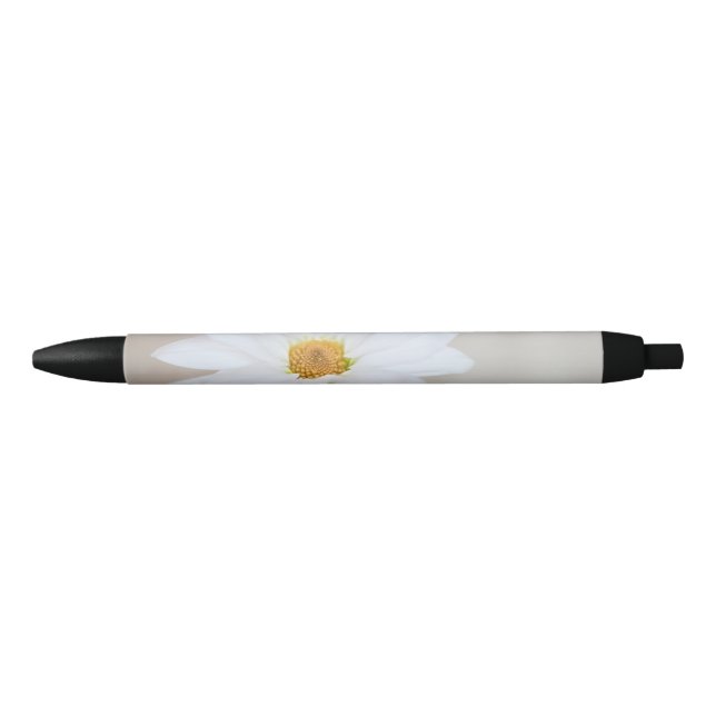 Daisy Flower White Yellow Daisies Blossom Floral Black Ink Pen (Front)